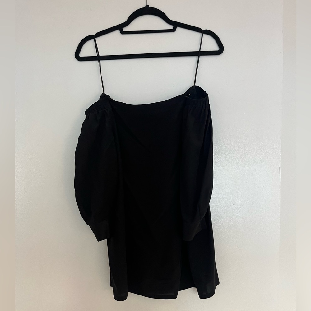 Theory Black Silk Off The Shoulder Top